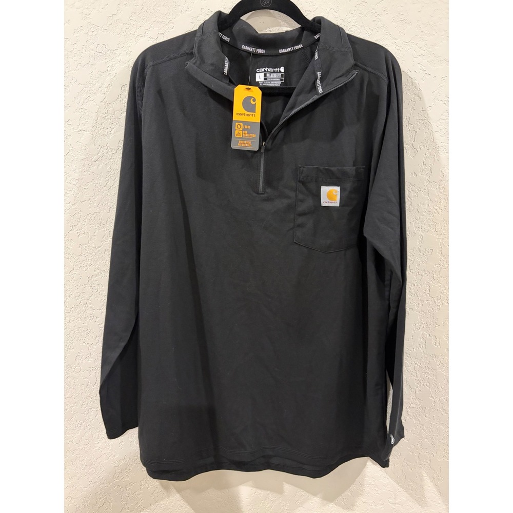 Carhartt Force Relaxed Fit Midweight Quarter Zip Mock Neck Shirt Black